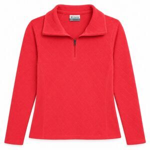 Columbia Women's Pink Lightweight Quilted Fleece Quarter-Zip Pullover Size Large